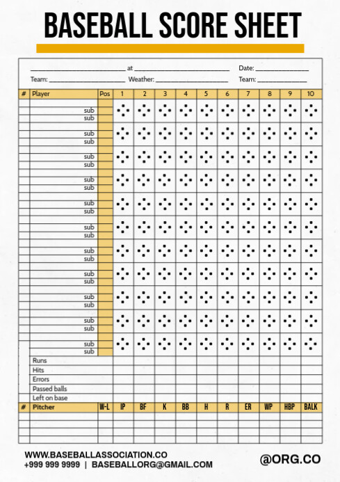 Baseball Score Sheet Template | PosterMyWall