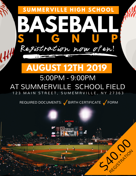 Baseball Signup Flyer Template PosterMyWall