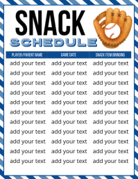 Baseball Snack Schedule Printable, ใบปลิว (US Letter) template