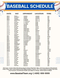 Baseball Team Schedule Template Flyer (US Letter)