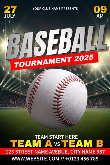 Baseball Tournament Ads Poster template