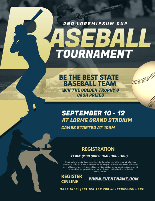 Plantilla de Baseball Tournament Flyer Template PosterMyWall