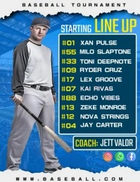 Baseball Tournament Line Up Volante (Carta US) template