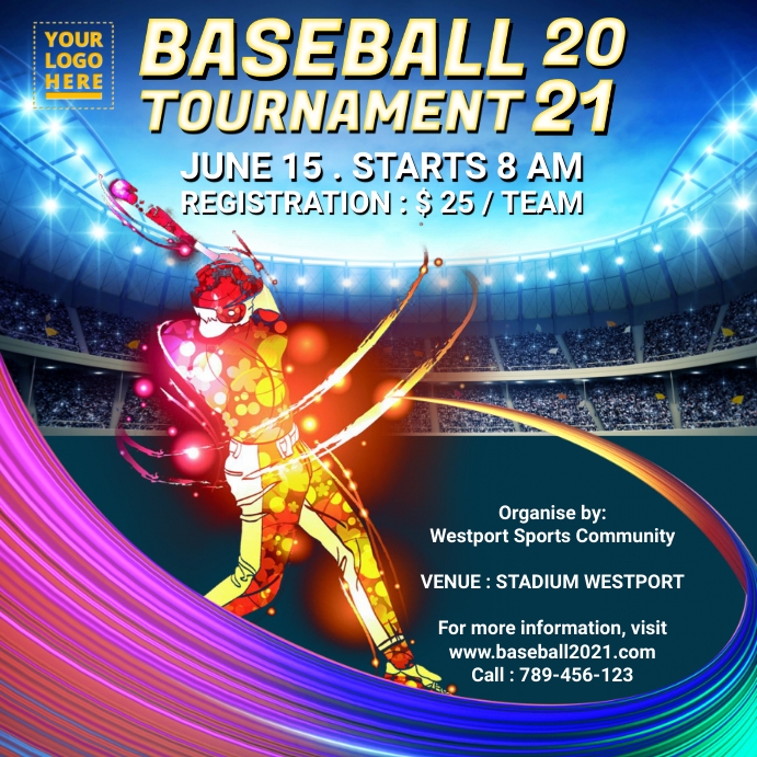 Baseball tournament template Instagram Plasing