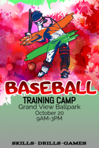 baseball training camp Poster template