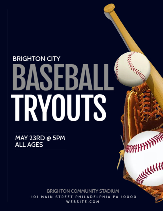 Baseball tryouts Flyer (format US Letter) template