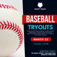 Dark Blue Baseball Tryouts Instagram Post template