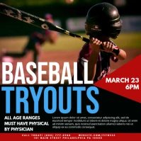 Black and Red Baseball Tryouts Instagram Post template