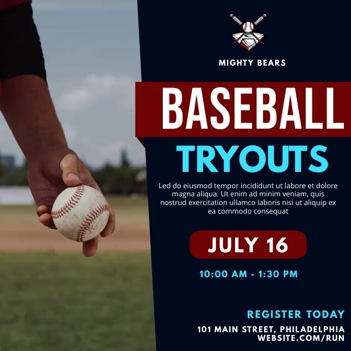 Baseball tryouts Template PosterMyWall Baseball tryouts Template PosterMyWall