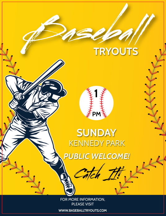 BASEBALL TRYOUTS Flyer (US Letter) template