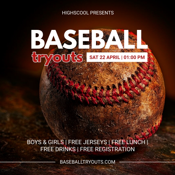 Baseball tryouts Template PosterMyWall