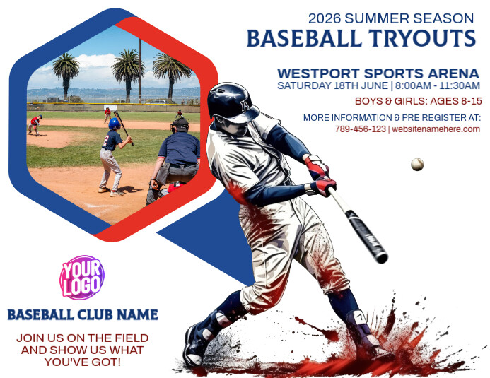 Baseball Tryouts Invitation Ad Flyer Pamflet (VSA Brief) template