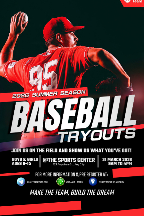 Baseball Tryouts Start Your Journey Template | PosterMyWall