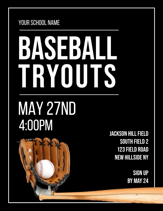 Image 3 for Baseball Tryout Flyer Template