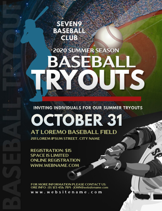 Baseball Tryouts Flyer Template PosterMyWall