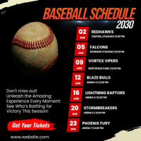 Black Baseball Schedule Сообщение Instagram Template