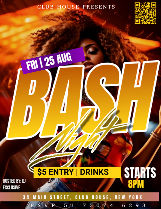 Bash night Folheto (US Letter) template