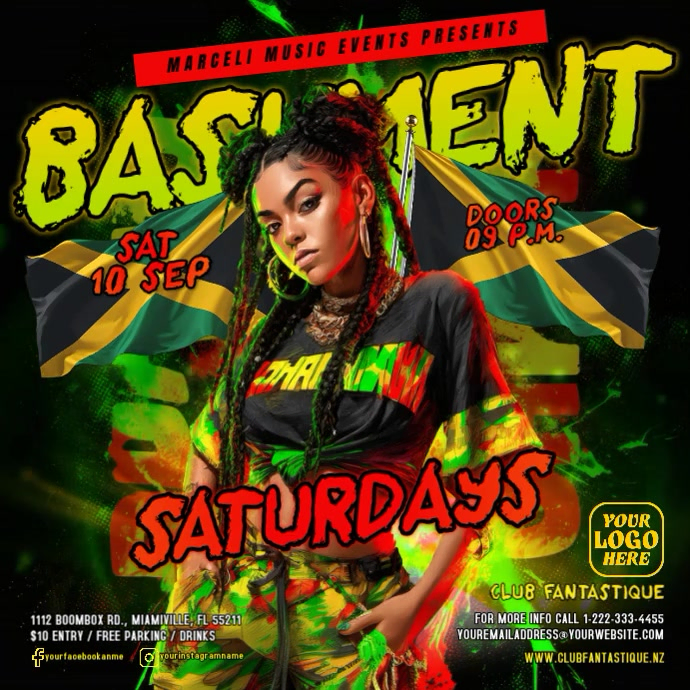 Copia de Jamaican Bashment Saturday Night Club Party Video Flyer ...
