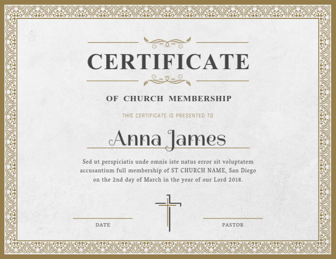 Basic Church Membership Certificate ใบปลิว (US Letter) template