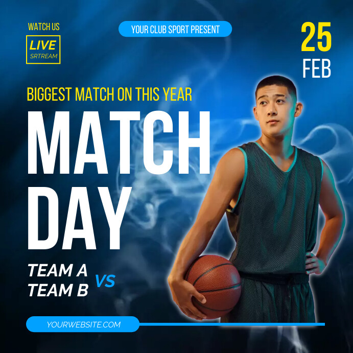 Basket Ball Match Day Instagram Poster Template | PosterMyWall