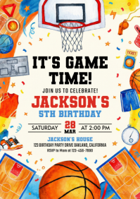 Basketball Birthday Invitation A4 template