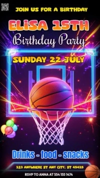 Basketball Birthday Invitation Instagram Story template