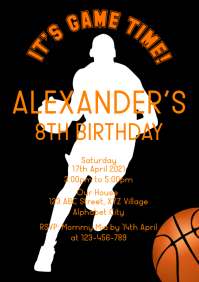 Tarjetas De Invitación Para Cumpleaños De Baloncesto (10 Unidades) Con
