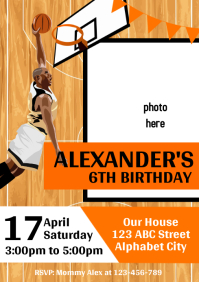 Amanda Creation Geburtstagseinladungen Basketball-Motiv – 20 Karten + Umschläge, 12,7 X 17,8 Cm
