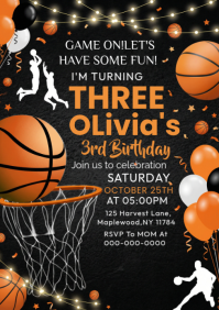 Basketball  Birthday Themed Template A4