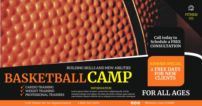 Basketball Camp Facebook Shared Image template