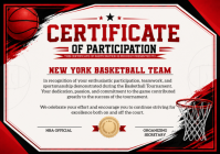 Basketball Certificate of Participation A4 template