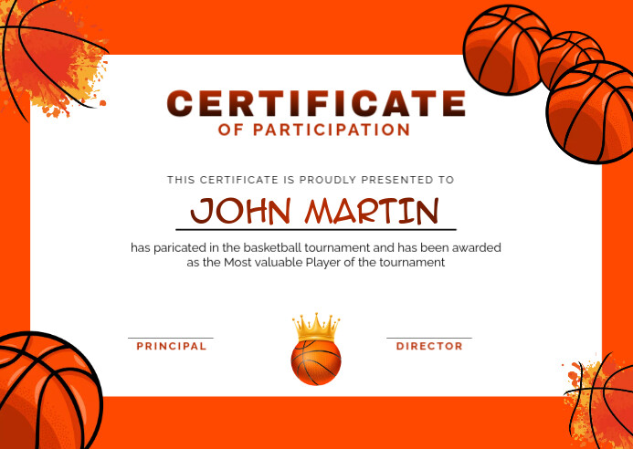Basketball Certificate Template PosterMyWall