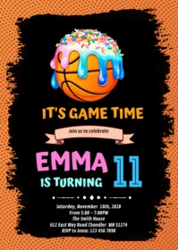 Basketball Drip Birthday Invitation A6 template