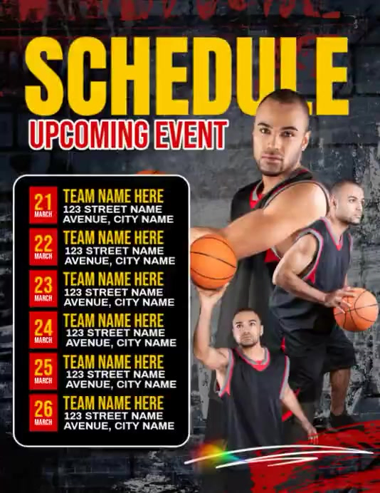 Basketball Event Schedule Template | PosterMyWall