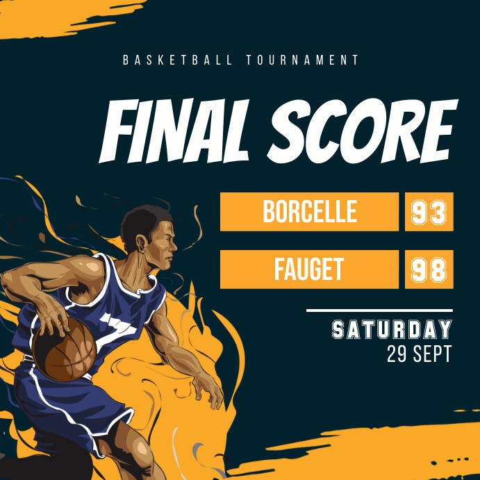 Basketball Final Score Instagram Post Template | PosterMyWall