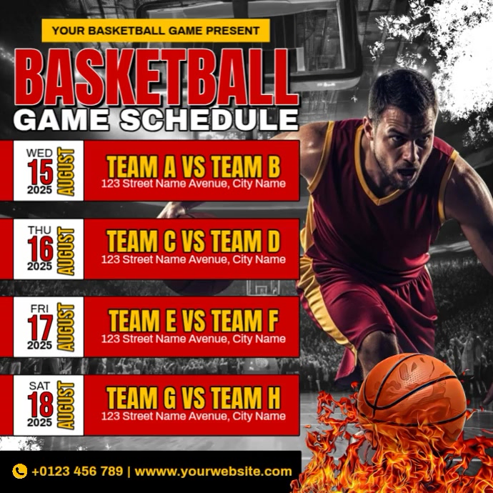Basketball Game Schedule Template | PosterMyWall