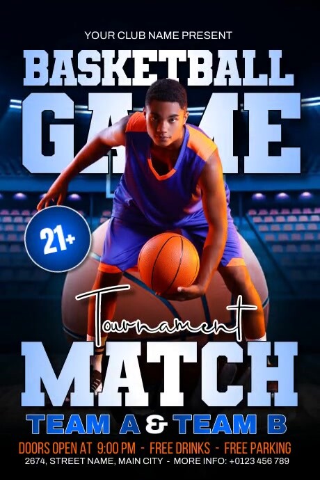 Basketball Game Tournament 海报 template