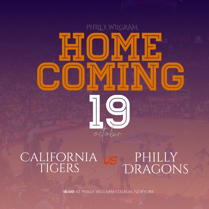 BASKETBALL HOMECOMING MATCH FLYER Publicação no Instagram template