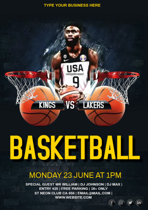Match Card Design Nba Copy of Black and Yellow Basketball Match Design | PosterMyWall
