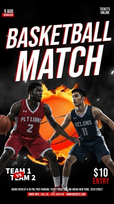 Basketball Match Event Instagram Reel template