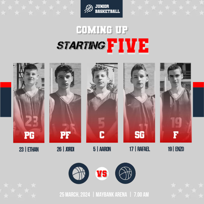 Basketball Lineup Example Basketball Match Lineup Template | PosterMyWall