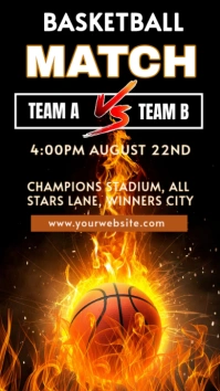 Basketball match playoff event poster flyer Digital Display (9:16) template