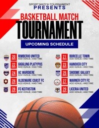 Hvid Basketball Tournament Schedule Folheto Template