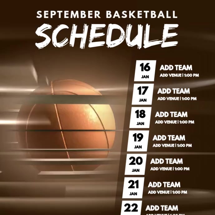 Basketball Monthly Schedule Video Template PosterMyWall