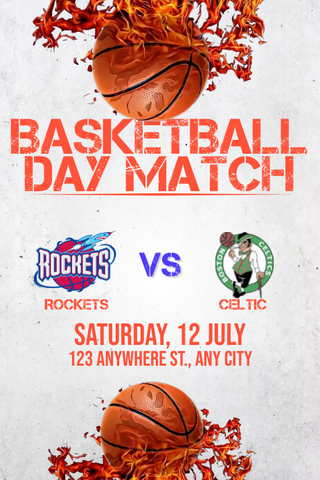 Match Card Design Nba BASKETBALL NBA MATCH DAY Template | PosterMyWall