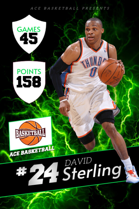 Basketball player nba statistics data sheets poster flyer editable template