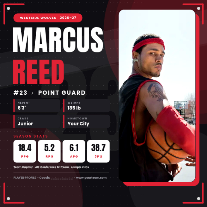 Basketball Player Profile Card Template | PosterMyWall