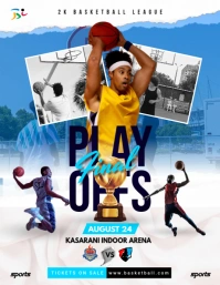 Basketball playoffs match day promotion flyer template for sale post