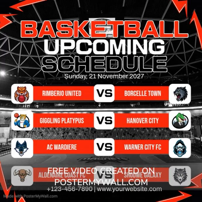 Basketball Schedule Ads Template | PosterMyWall
