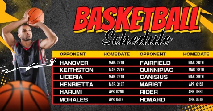 Basketball Schedule Isithombe Esabiwe ku-Facebook template